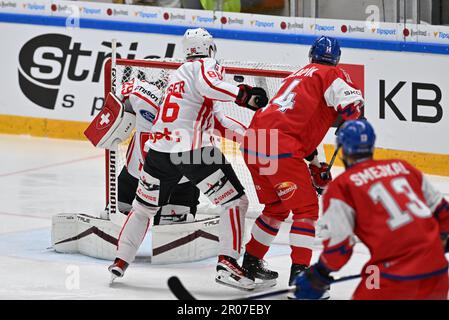 Brno, Repubblica Ceca. 07th maggio, 2023. Il ceco Michal Kempny segna il primo goal (non illustrato) durante la partita Euro Hockey Challenge Svizzera vs Repubblica Ceca a Brno, Repubblica Ceca, 7 maggio 2023. Credit: Vaclav Salek/CTK Photo/Alamy Live News Foto Stock