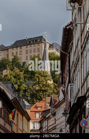 Blankenburg nella vista del castello di Harz Foto Stock