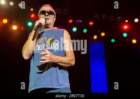 Costa Mesa, California, 6 agosto 2014: Ian Gillan, cantante del Deep Purple, al Pacific Amphitheater. Foto Stock