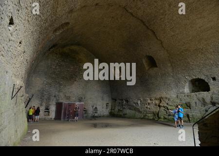 Grande cantina, Castello di Rheinfels, San Goar, Renania-Palatinato, Germania Foto Stock