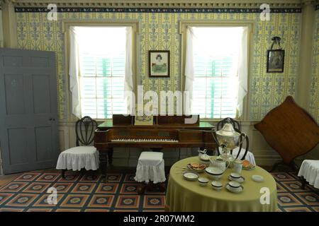 Soggiorno, residenza, villaggio museo, Old Sturbridge Village, Massachusetts, STATI UNITI Foto Stock
