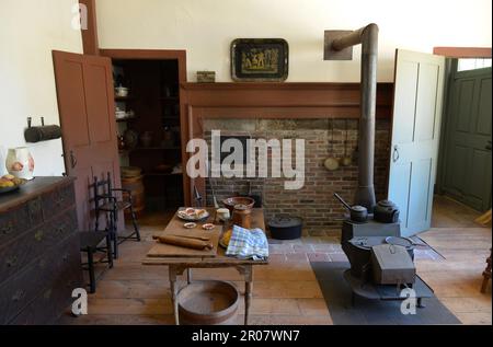 Cucina, residenza, villaggio museo, Old Sturbridge Village, Massachusetts, STATI UNITI Foto Stock