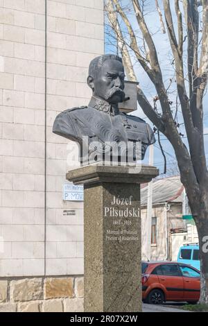 Chisinau, Moldova - 9 marzo 2023: Il busto del maresciallo Jozef Pilsudski. Foto Stock
