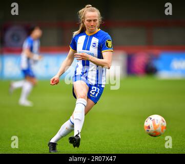 Crawley, Regno Unito. 07th maggio, 2023. Zoe Morse di Brighton e Hove Albion durante la partita di Super League delle donne fa tra le donne di Brighton e Hove Albion e le donne del West Ham United al People's Pension Stadium il 7th 2023 maggio a Crawley, Regno Unito. (Foto di Jeff Mood/phcimages.com) Credit: PHC Images/Alamy Live News Foto Stock