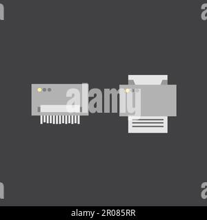 La stampa e la trinciatrice icone piana o illustrazioni. Vettore Illustrazione Vettoriale