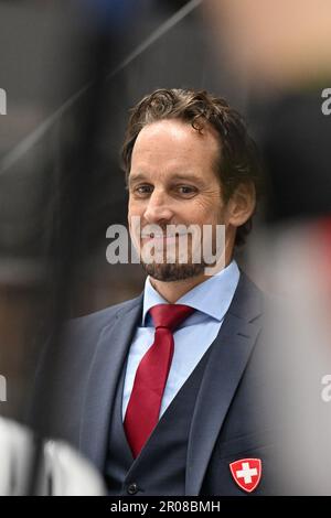 Brno, Repubblica Ceca. 07th maggio, 2023. Allenatore della Svizzera Patrick Fisher in azione durante la partita Euro Hockey Challenge Svizzera vs Repubblica Ceca a Brno, Repubblica Ceca, 7 maggio 2023. Credit: Vaclav Salek/CTK Photo/Alamy Live News Foto Stock