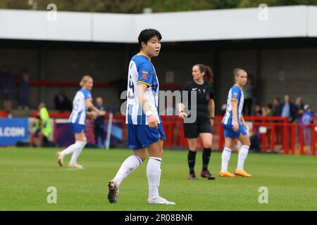 Crawley, Regno Unito. 07th maggio, 2023. Broadfield Stadium, Regno Unito, 07 maggio 2023 Geum min Lee (9, Brighton) durante una partita nella Barclays Women's Super League tra Brighton & Hove Albion e West Ham United al Broadfield Stadium di Crawley, 07 maggio 2023, Regno Unito (Bettina Weissensteiner/SPP) Credit: SPP Sport Press Photo. /Alamy Live News Foto Stock