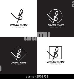 Elegante logo Letter B Signature Handwriting Illustrazione Vettoriale
