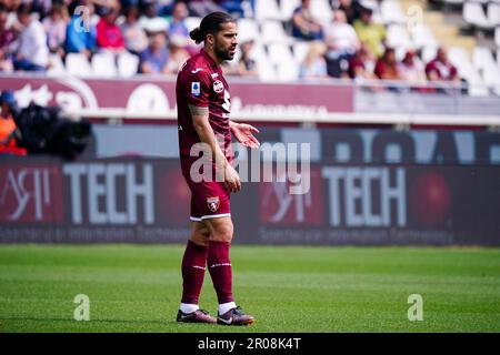 Ricardo Rodriguez (Torino FC) durante il campionato italiano Serie Una partita di calcio tra Torino FC e AC Monza il 7 maggio 2023 allo Stadio Olimpico Grande Torino di Torino - Foto Luca Rossini / e-Mage Credit: Luca Rossini/e-Mage/Alamy Live News Foto Stock