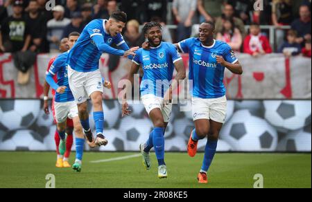 Mark McKenzie di Genk festeggia dopo aver segnato durante una partita di calcio tra il Royal Antwerp FC RAFC e il KRC Genk, domenica 07 maggio 2023 ad Anversa, il giorno 2 dei play-off dei campioni nella prima divisione del campionato belga della 'Jupiler Pro League'. BELGA PHOTO VIRGINIE LEFOUR Foto Stock