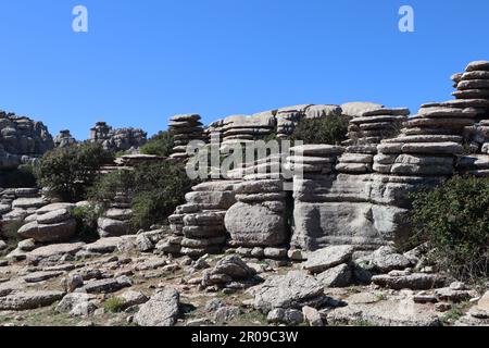 Formazioni di pietra (Carso) nella Torcal de Antequera Foto Stock