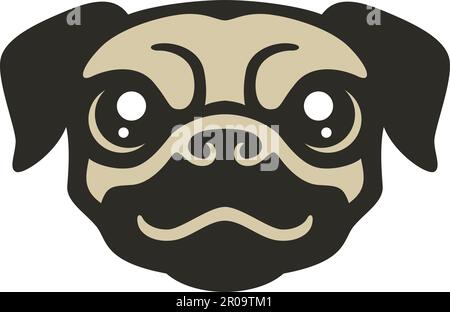 Pug testa di cane Cartoon personaggio Design Illustrazione Vettoriale
