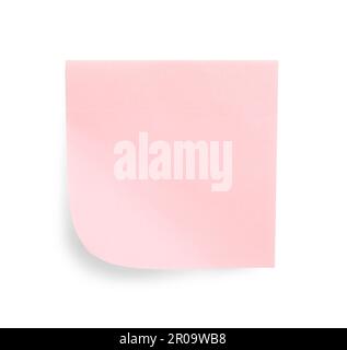 Nota adesiva rosa vuota su sfondo bianco, vista dall'alto Foto Stock