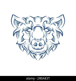 orso testa mano disegno illustrazione vettore linea arte logo disegno Illustrazione Vettoriale
