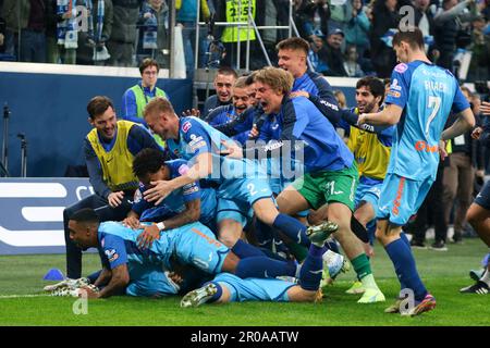 San Pietroburgo, Russia. 07th maggio, 2023. I giocatori di Zenit in azione durante la partita di calcio della Premier League russa tra Zenit San Pietroburgo e Spartak Mosca alla Gazprom Arena. Zenit 3:2 Spartak. (Foto di Konstantinov/SOPA Images/Sipa USA) Credit: Sipa USA/Alamy Live News Foto Stock