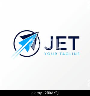 Logo design grafico concetto creativo astratto premium libero vettore stock carta aereo volo veloce all'interno della linea circolare relativa al trasporto di viaggio Illustrazione Vettoriale