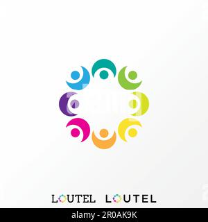 Logo design grafico concetto creativo astratto premium libero vettore stock felice attivo umano colorato sul quadrangolo. Relativo alla gente di comunità di simbolo Illustrazione Vettoriale