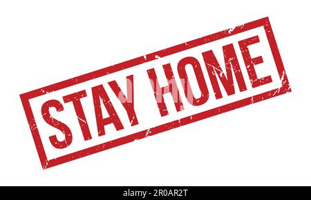 Rimani a casa timbro di gomma. Red Stay Home gomma Grunge timbro Sigillo Vector Illustration Illustrazione Vettoriale