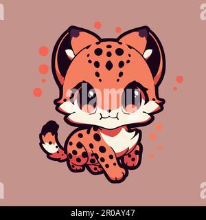 Un'illustrazione del cartone animato di un leopardo piccolo carino. Illustrazione Vettoriale