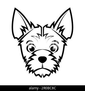Nero e bianco linea arte di testa di cane terrier buon uso per simbolo mascotte icona avatar tatuaggio T Shirt logo design o qualsiasi design Illustrazione Vettoriale