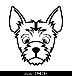 Nero e bianco linea arte di testa di cane terrier buon uso per simbolo mascotte icona avatar tatuaggio T Shirt logo design o qualsiasi design Illustrazione Vettoriale