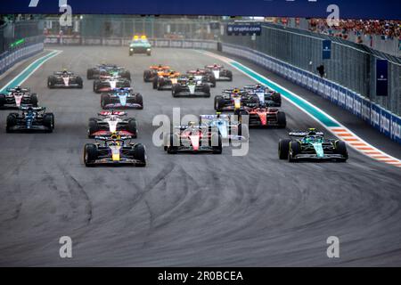 Miami, Stati Uniti. 07th maggio, 2023. Gara di partenza, Formula 1 Crypto.com Miami Grand Prix 2023, 5th turno del Campionato di Formula uno 2023 dal 5th al 7th maggio 2023 all'Auditorium Internazionale di Miami, a Miami Gardens, Florida, Stati Uniti d'America, Stefano Facchin/Avensimages Credit: Independent Photo Agency Srl/Alamy Live News Foto Stock