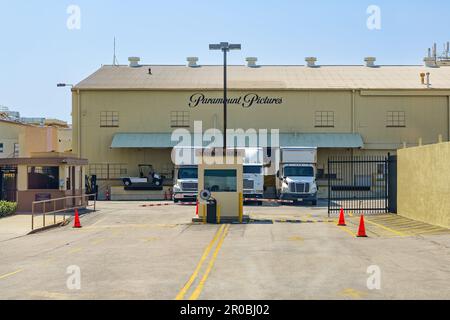 Studio cinematografico Paramount Pictures a Hollywood, Los Angeles, USA. Ingresso alla porta di Van Ness. Foto Stock