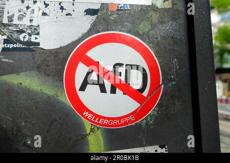 Adesivo, vietato AFD, Berlino, Germania Foto Stock