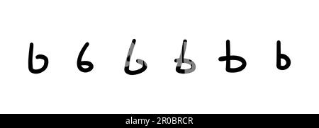 Scrivere un semplice simbolo di alfabeto b nero inglese latino simile a un bambino. Illustrazione vettoriale in stile doodle disegnato a mano isolato su sfondo bianco. F Illustrazione Vettoriale