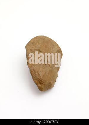 Handaxe, periodo paleolitico. Ascia portatile Quartzite. Trovato a Saltley, Birmingham, Inghilterra Foto Stock