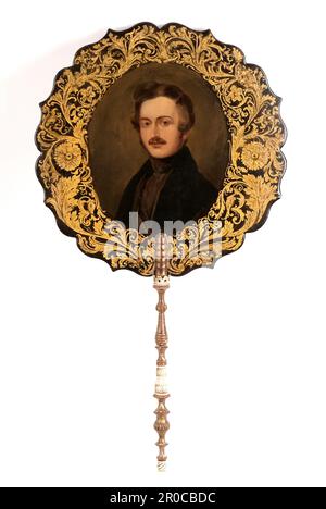 Ritratto del principe Alberto sullo schermo del volto di Papier mâché, 1840. Produttore: Jennens & Bettridge (Constitution Hill, Birmingham). Uno di un paio, probabilmente fatto per commemorare il matrimonio reale della regina Vittoria e del principe Alberto nel 1840 Foto Stock