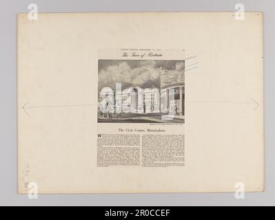 Vista topografica di Birmingham.Reverse di 1996V87, che mostra notizie taglio dove Ink Drawing 1996V87 è stato pubblicato, 1950.. Di John L Baker Foto Stock