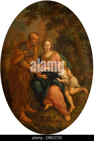 La Sacra Famiglia, 1720. Di Giovanni Stefano Robatto Foto Stock