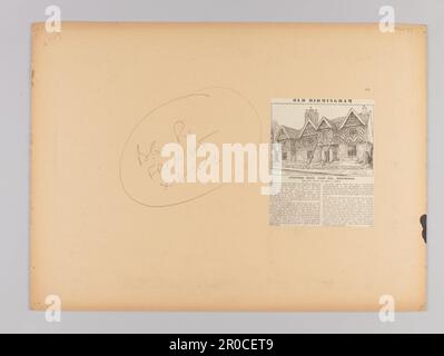 Vista topografica di Birmingham.Reverse di 1996V79 - Stratford House, Camp Hill, Birmingham, che mostra notizie taglio dove è stato pubblicato il disegno a inchiostro. Di John L. Baker Foto Stock