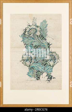 Anemone, 1876. Acquerello, tessuto disegno. Artista: William Morris . Foto Stock