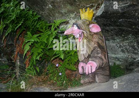 Scultura in legno intagliata di un troll, Norvegia Foto Stock