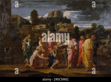 Gli uomini ciechi di Gerico 1650-1700. Di Nicolas Poussin Foto Stock