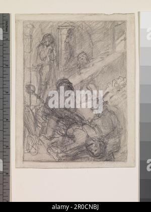Poeti del XIX secolo - il prigioniero di Chillon - Compositional Sketch, 1857. [Profilo dell'occhio sinistro e del naso di un uomo]. Ford Madox Brown (d.1893) . Foto Stock