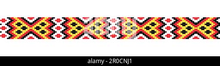 Modello vettoriale ricamo colorato ucraino. Ornamento Lemky Carpathian. Pixel art, vyshyvanka, punto a croce. Popolo ucraino, modello di confine etnico Illustrazione Vettoriale