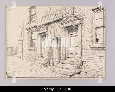 Vista topografica di Birmingham.Ink Drawing.. Birmingham Button Works, New John Street. Di John L. Baker Foto Stock