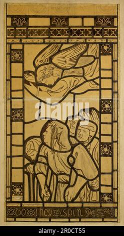 Sermone sul Monte III, 1861. Cartone per vetrate, su disegno di Dante Gabriel Rossetti. Disegnato per taglierine di vetro, con note di colore a matita. Foto Stock