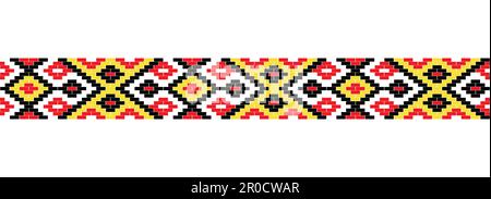 Modello vettoriale ricamo colorato ucraino. Ornamento Lemky Carpathian. Pixel art, vyshyvanka, punto a croce. Popolo ucraino, modello di confine etnico Illustrazione Vettoriale