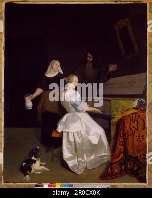 La lezione di musica, 1670-72. Di Jacob Ochtervelt Foto Stock