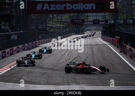 BAKU, AZERBAIGIAN, circuito cittadino di baku, 30.April.2023: #55, Carlos SAINZ Jr. Team Scuderia Ferrari, durante il Gran Premio di Formula uno dell'Azerbaigian a Baku Foto Stock