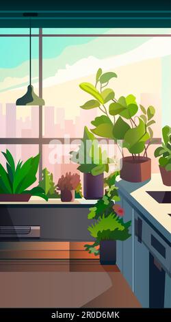 serra in vaso piante su tavola giardinaggio concetto interno soggiorno Illustrazione Vettoriale