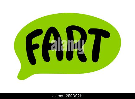 FART Speech Bubble con suono. Emettere vento dall'ano. Sprecate tempo su cose sciocche o banali. Testo della freccetta. Patch grafica stampabile. Design doodle freccetta Illustrazione Vettoriale