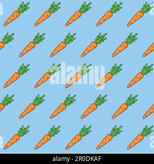 Pattern vettoriale senza cuciture con carote di cartoni animati. Illustrazione Vettoriale