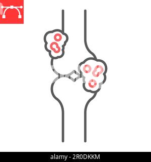 Icona della linea del cancro osseo, oncologia e medicina, icona del vettore del sarcoma osteogenico, grafica vettoriale, segno di contorno del tratto modificabile, eps 10. Illustrazione Vettoriale