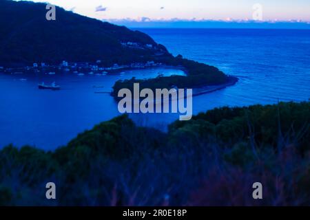 Un porto in miniatura all'alba a Shizuoka Foto Stock