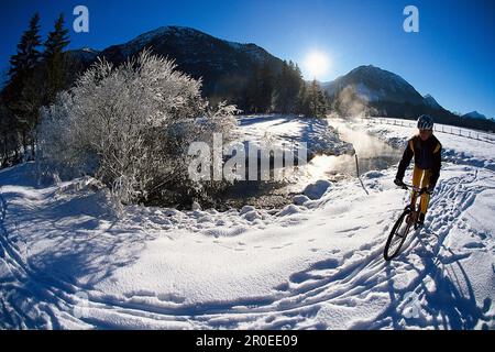Mountainbike, Inverno, Oberbayern Deutschland Foto Stock